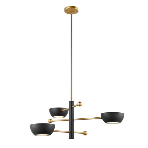 Three Light Chandelier in Matte Black and Natural Brass (446|M100143MBKNB)
