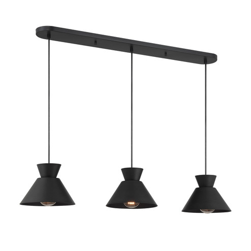 Three Light Linear Chandelier in Matte Black (446|M100134MBK)
