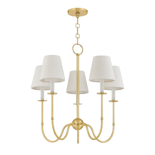 Amina Five Light Chandelier in Aged Brass (70|6927-AGB)
