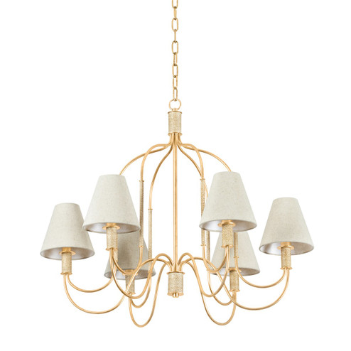 Warrensburg Six Light Chandelier in Vintage Gold Leaf (70|5732-VGL)