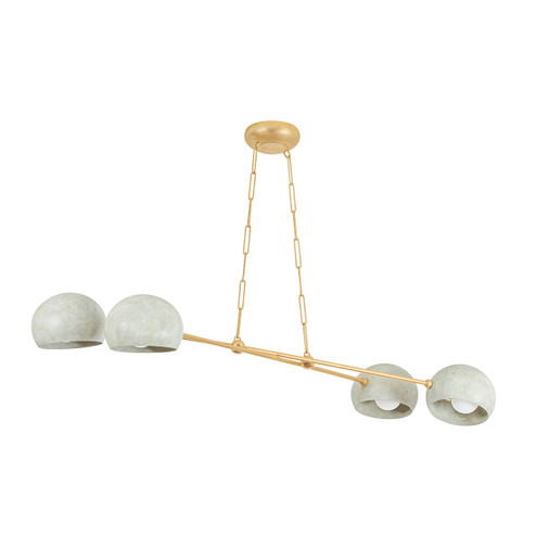 Turner Four Light Chandelier in Vintage Gold Leaf (70|3104-VGL/LWP)