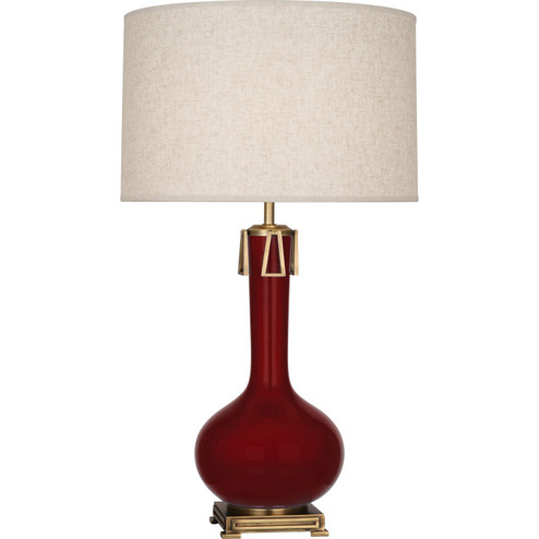 Athena One Light Table Lamp in Sangria Glazed Ceramic w/Aged Brass (165|SA992)