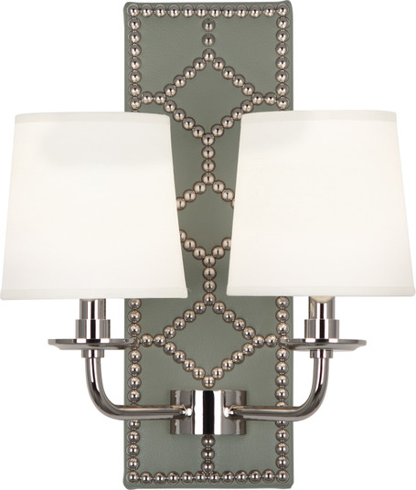 Williamsburg Lightfoot Two Light Wall Sconce in Carter Gray Leather w/Nailhead, Polished Nickel (165|S1034)