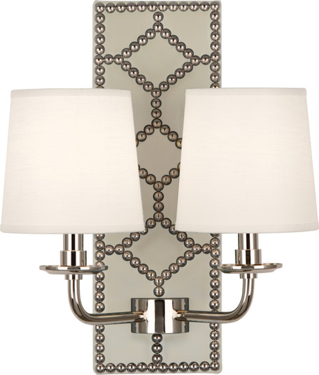 Williamsburg Lightfoot Two Light Wall Sconce in Bruton White Leather w/Nailhead, Polished Nickel (165|S1032)