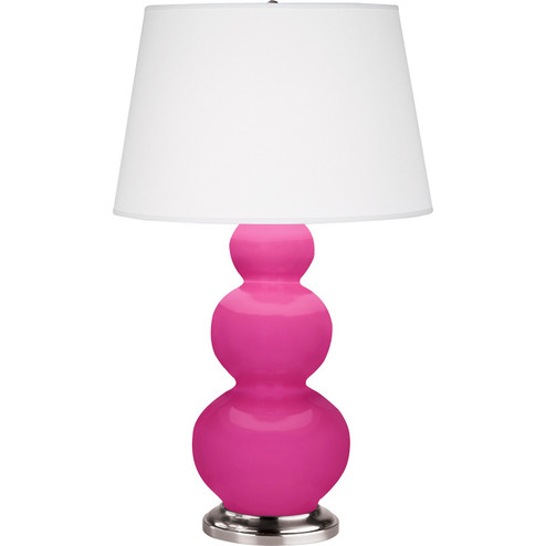 Triple Gourd One Light Table Lamp in Razzle Rose Glazed Ceramic w/Antique Silver (165|RZ42X)