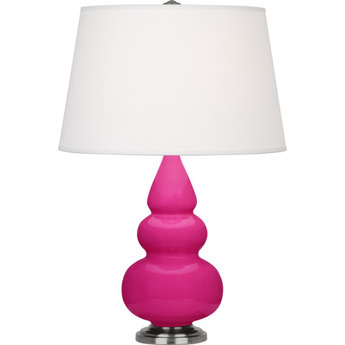 Small Triple Gourd One Light Accent Lamp in Razzle Rose Glazed Ceramic w/Antique Silver (165|RZ32X)