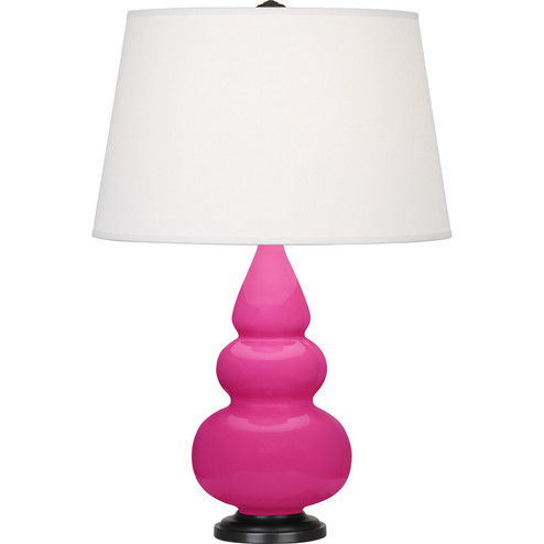 Small Triple Gourd One Light Accent Lamp in Razzle Rose Glazed Ceramic w/Deep Patina Bronze (165|RZ31X)