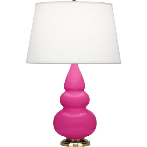 Small Triple Gourd One Light Accent Lamp in Razzle Rose Glazed Ceramic w/Antique Natural Brass (165|RZ30X)