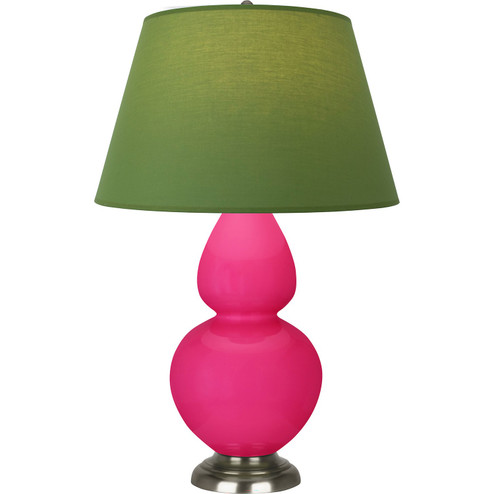 Double Gourd One Light Table Lamp in Razzle Rose Glazed Ceramic w/Antique Silver (165|RZ22G)