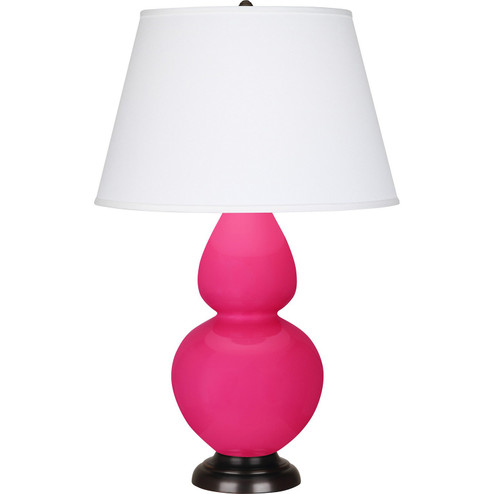 Double Gourd One Light Table Lamp in Razzle Rose Glazed Ceramic w/Deep Patina Bronze (165|RZ21X)