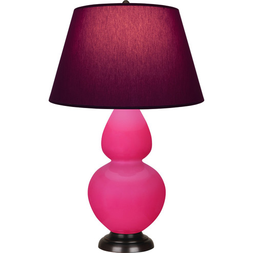 Double Gourd One Light Table Lamp in Razzle Rose Glazed Ceramic w/Deep Patina Bronze (165|RZ21P)
