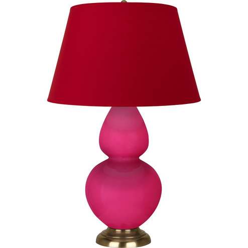 Double Gourd One Light Table Lamp in Razzle Rose Glazed Ceramic w/Antique Natural Brass (165|RZ20R)