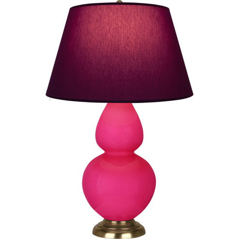 Double Gourd One Light Table Lamp in Razzle Rose Glazed Ceramic w/Antique Natural Brass (165|RZ20P)