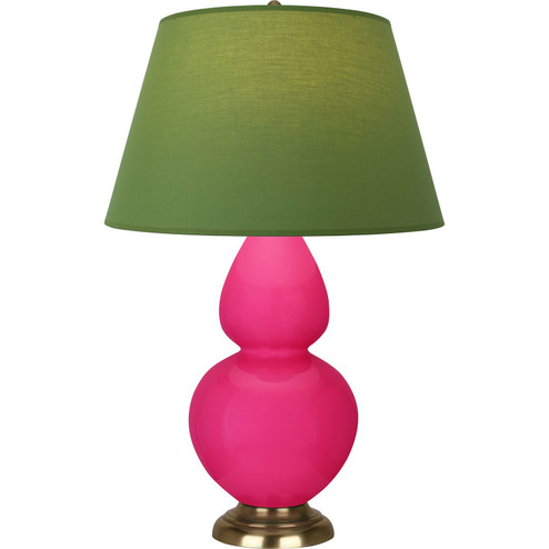 Double Gourd One Light Table Lamp in Razzle Rose Glazed Ceramic w/Antique Natural Brass (165|RZ20G)