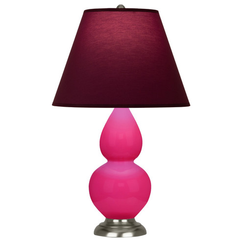 Small Double Gourd One Light Accent Lamp in Razzle Rose Glazed Ceramic w/Antique Silver (165|RZ12P)