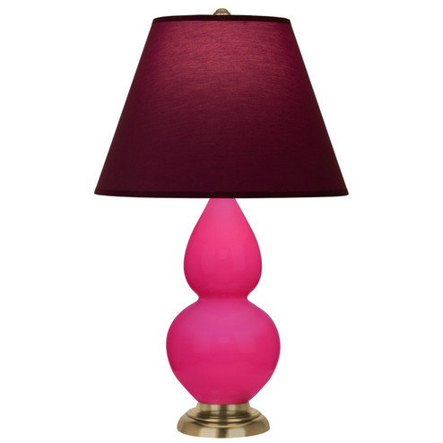 Small Double Gourd One Light Accent Lamp in Razzle Rose Glazed Ceramic w/Antique Natural Brass (165|RZ10P)