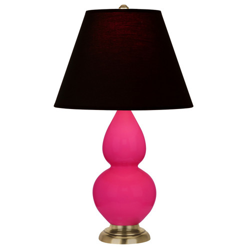 Small Double Gourd One Light Accent Lamp in Razzle Rose Glazed Ceramic w/Antique Natural Brass (165|RZ10K)
