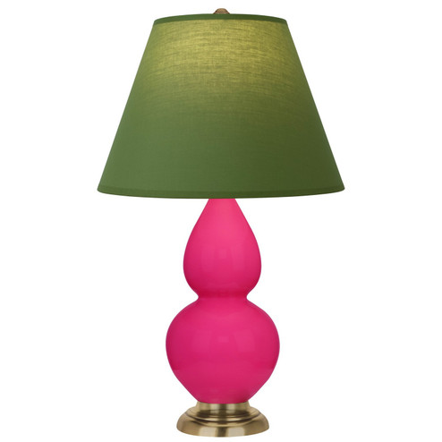 Small Double Gourd One Light Accent Lamp in Razzle Rose Glazed Ceramic w/Antique Natural Brass (165|RZ10G)