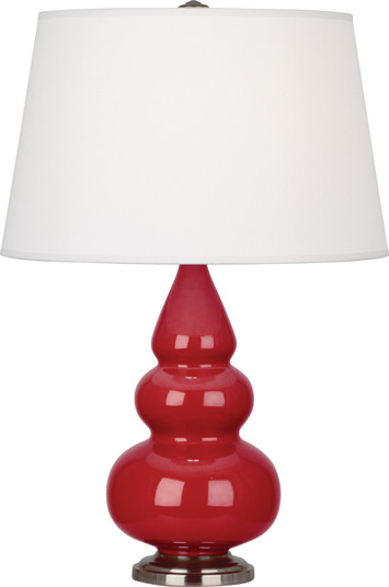 Small Triple Gourd One Light Accent Lamp in Ruby Red Glazed Ceramic w/Antique Silver (165|RR32X)