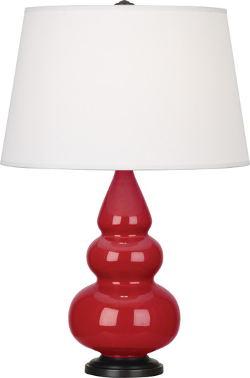 Small Triple Gourd One Light Accent Lamp in Ruby Red Glazed Ceramic w/Deep Patina Bronze (165|RR31X)