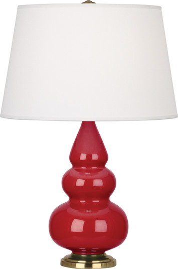 Small Triple Gourd One Light Accent Lamp in Ruby Red Glazed Ceramic w/Antique Natural Brass (165|RR30X)
