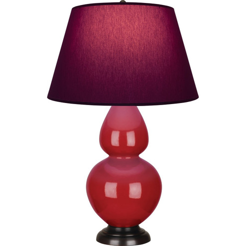 Double Gourd One Light Table Lamp in Ruby Red Glazed Ceramic w/Deep Patina Bronze (165|RR21P)