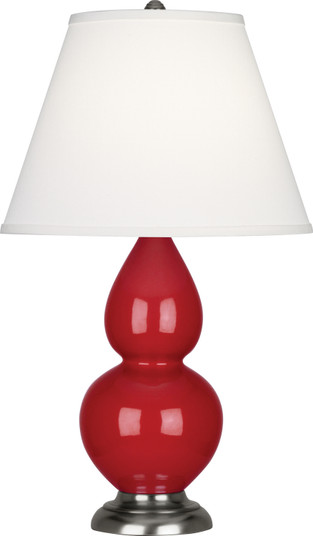 Small Double Gourd One Light Accent Lamp in Ruby Red Glazed Ceramic w/Antique Silvered (165|RR12X)