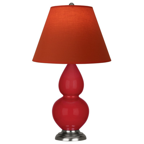 Small Double Gourd One Light Accent Lamp in Ruby Red Glazed Ceramic w/Antique Silver (165|RR12T)