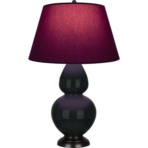 Double Gourd One Light Table Lamp in Obsidian Glazed Ceramic w/Deep Patina Bronze (165|OS21P)