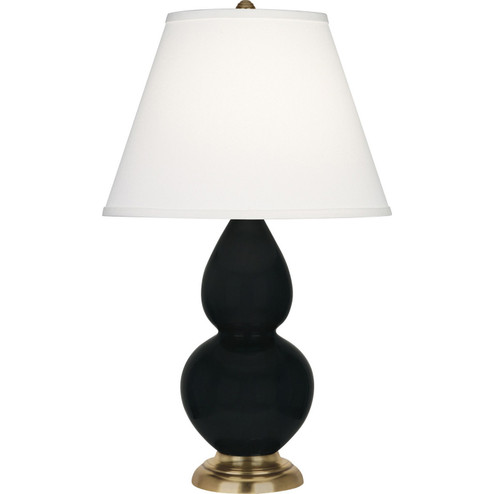 Small Double Gourd One Light Accent Lamp in Obsidian Glazed Ceramic w/Antique Natural Brass (165|OS10X)