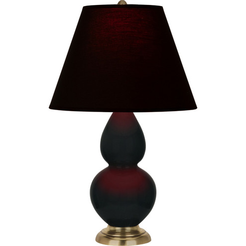 Small Double Gourd One Light Accent Lamp in Obsidian Glazed Ceramic w/Antique Natural Brass (165|OS10K)