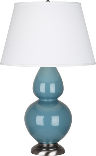 Double Gourd One Light Table Lamp in Steel Blue Glazed Ceramic w/Antique Silver (165|OB22X)