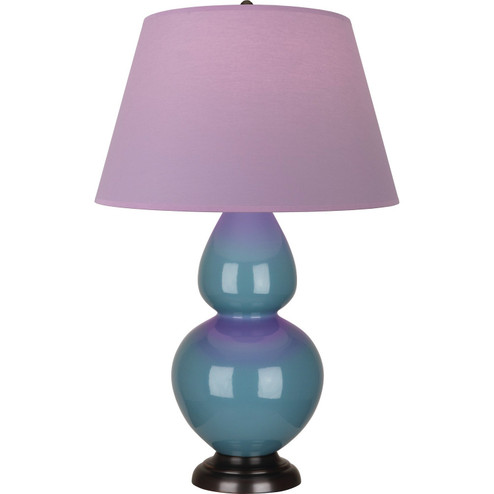 Double Gourd One Light Table Lamp in Steel Blue Glazed Ceramic w/Deep Patina Bronze (165|OB21L)