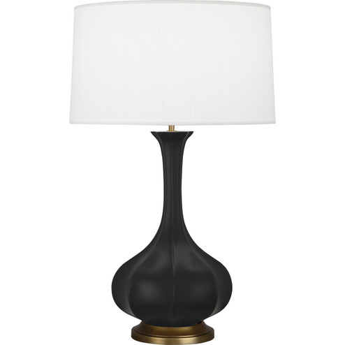 Pike One Light Table Lamp in Matte Obsidian Glazed Ceramic w/Aged Brass (165|MOS94)