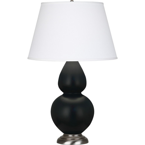 Double Gourd One Light Table Lamp in Matte Obsidian Glazed Ceramic w/Antique Silver (165|MOS59)