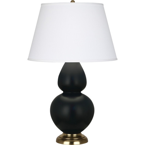 Double Gourd One Light Table Lamp in Matte Obsidian Glazed Ceramic w/Antique Natural Brass (165|MOS55)