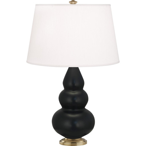 Small Triple Gourd One Light Accent Lamp in Matte Obsidian Glazed Ceramic w/Antique Natural Brass (165|MOS30)