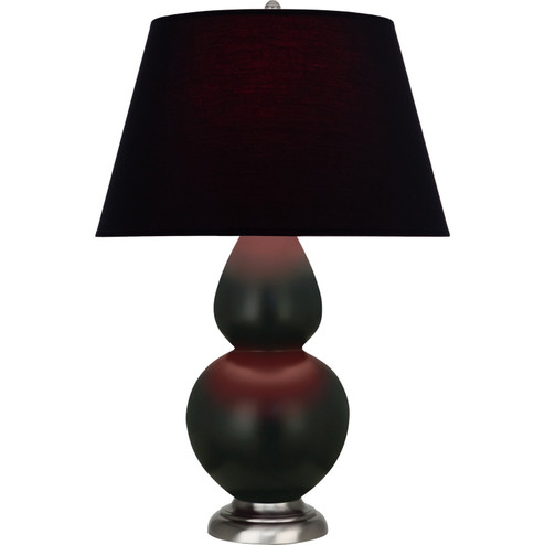 Double Gourd One Light Table Lamp in Matte Obsidian Glazed Ceramic w/Antique Silver (165|MOS22K)