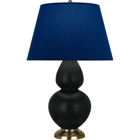 Double Gourd One Light Table Lamp in Matte Obsidian Glazed Ceramic w/Antique Natural Brass (165|MOS20N)