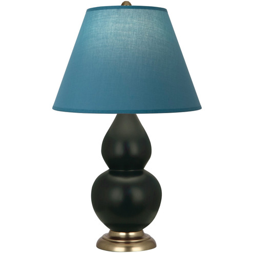 Small Double Gourd One Light Accent Lamp in Matte Obsidian Glazed Ceramic w/Antique Natural Brass (165|MOS10B)