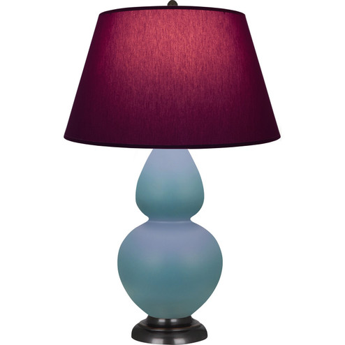 Double Gourd One Light Table Lamp in Matte Steel Blue Glazed Ceramic w/Deep Patina Bronze (165|MOB57P)