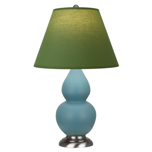 Small Double Gourd One Light Accent Lamp in Matte Steel Blue Glazed Ceramic w/Antique Silver (165|MOB52G)