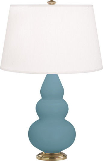 Small Triple Gourd One Light Accent Lamp in Matte Steel Blue Glazed Ceramic w/Antique Natural Brass (165|MOB30)