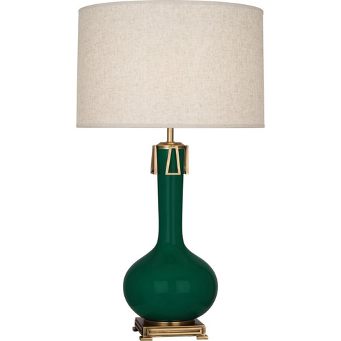 Athena One Light Table Lamp in Jungle Glazed Ceramic w/Aged Brass (165|JU992)