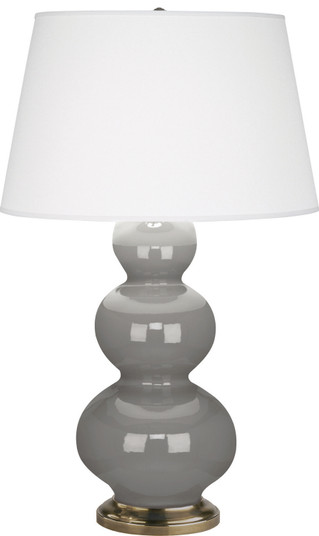 Triple Gourd One Light Table Lamp in Smokey Taupe Glazed Ceramic w/Antique Natural Brass (165|319X)