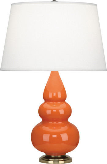 Small Triple Gourd One Light Accent Lamp in Pumpkin Glazed Ceramic w/Antique Natural Brassed (165|242X)