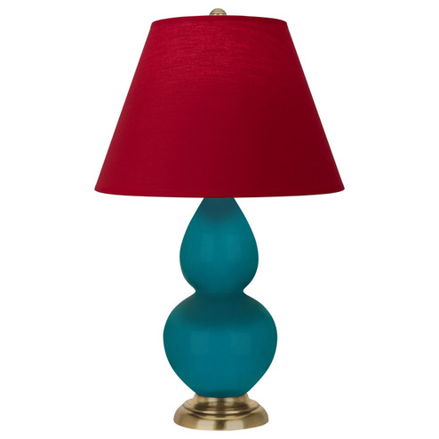 Small Double Gourd One Light Accent Lamp in Peacock Glazed Ceramic w/Antique Natural Brass (165|1771R)