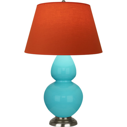 Double Gourd One Light Table Lamp in Egg Blue Glazed Ceramic w/Antique Silvered (165|1741T)
