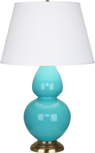 Double Gourd One Light Table Lamp in Egg Blue Glazed Ceramic w/Antique Natural Brassed (165|1740X) Double Gourd One Light Table Lamp in Egg Blue Glazed Ceramic w/Antique Natural Brassed (165|1740X)