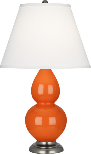 Small Double Gourd One Light Accent Lamp in Pumpkin Glazed Ceramic w/Antique Silver (165|1695X)